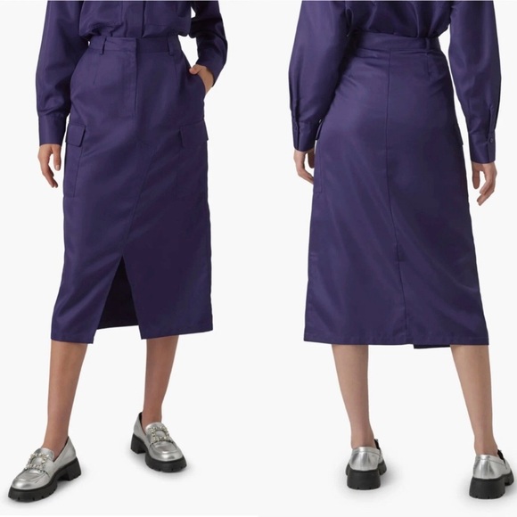 VERO MODA Astral blue Sikka High Waist Utility Cargo  Pockets Midi Skirt Size S - Picture 2 of 16